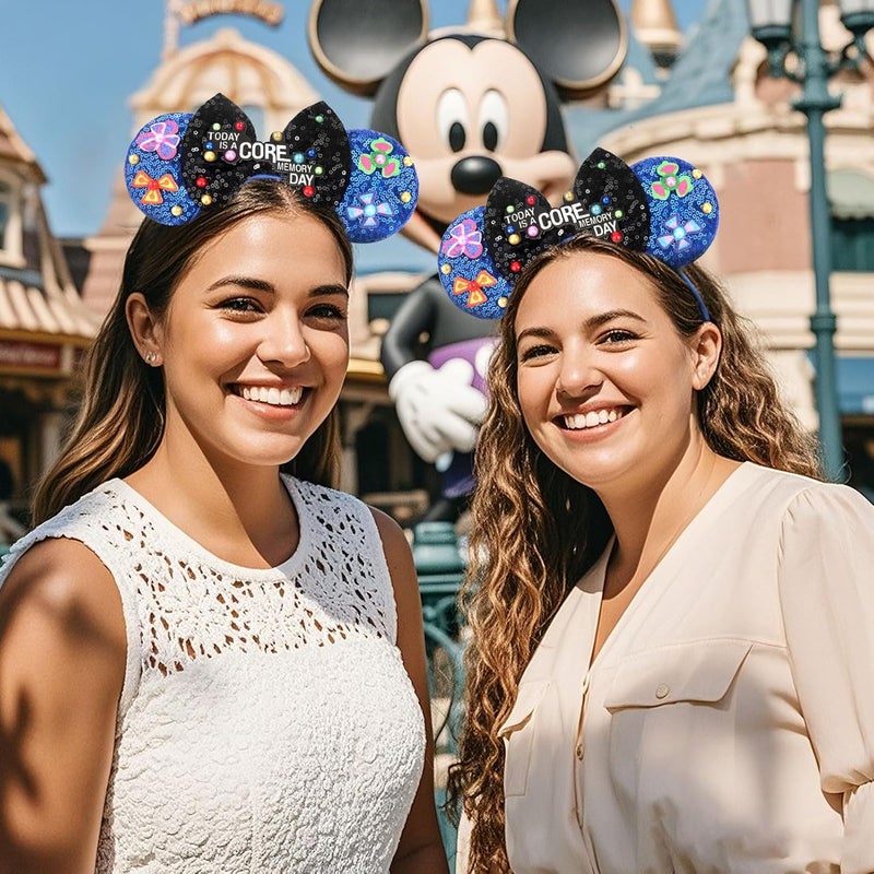 ETLUK Mouse Ears Headband, Sequin Bow Blue Headband for Women Girls Adult, Parks Ears for Cosplay Accessories Party Decorations - Image 4
